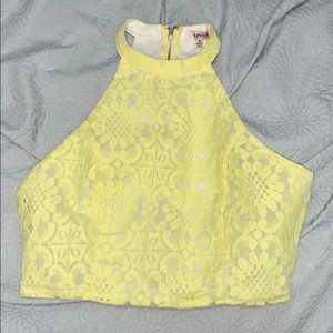 Cropped Yellow Lace Top